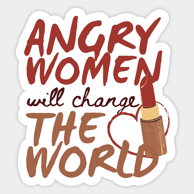 Angry Women Will Change The World Red Lipstick Design Sticker by pingkangnade2@gmail.com